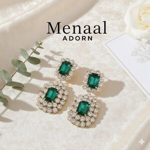 Emerald Elegance | Fashion Dangle Statement Earrings